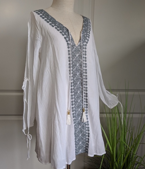 L*Space Other - 🆕L*Space Embroidered White Cotton Cover-up Tunic
